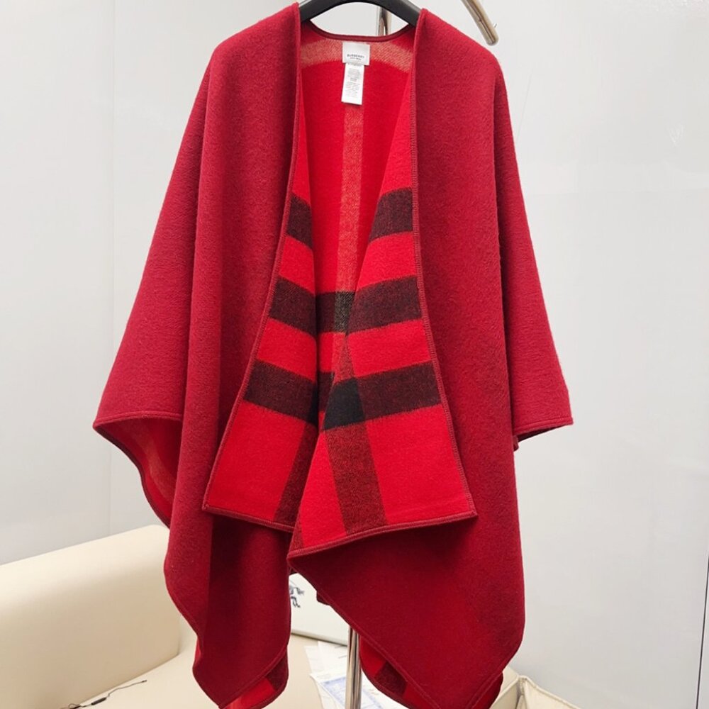 Burberry Reversible Cashmere Poncho Cape & Scarf - Picture 2 of 6